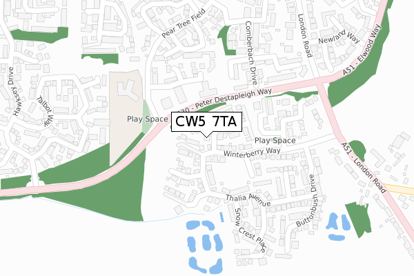 CW5 7TA map - large scale - OS Open Zoomstack (Ordnance Survey)