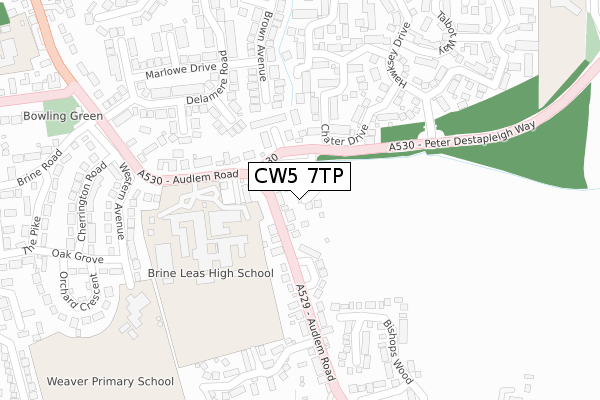 CW5 7TP map - large scale - OS Open Zoomstack (Ordnance Survey)