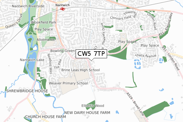 CW5 7TP map - small scale - OS Open Zoomstack (Ordnance Survey)