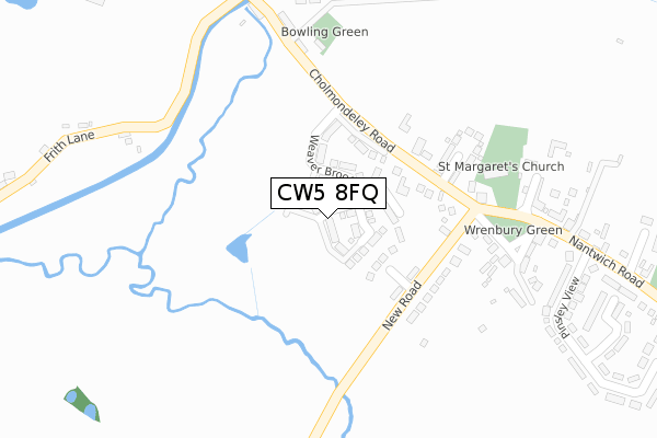 CW5 8FQ map - large scale - OS Open Zoomstack (Ordnance Survey)