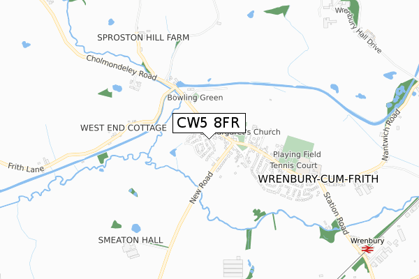 CW5 8FR map - small scale - OS Open Zoomstack (Ordnance Survey)