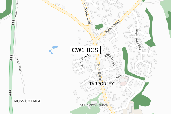 CW6 0GS map - large scale - OS Open Zoomstack (Ordnance Survey)