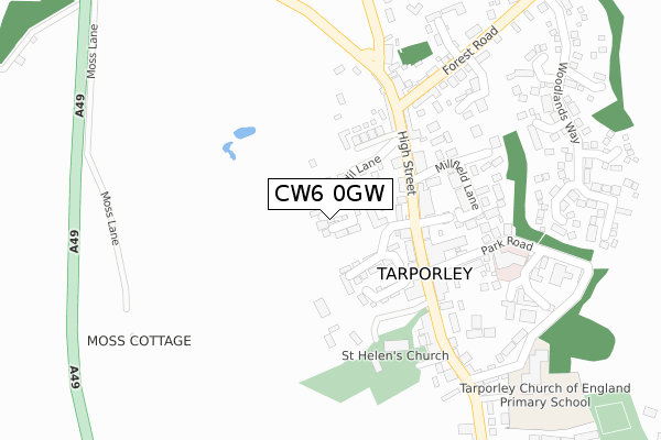 CW6 0GW map - large scale - OS Open Zoomstack (Ordnance Survey)