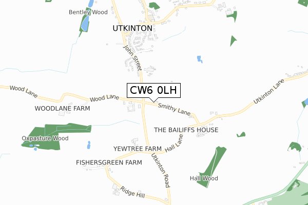 CW6 0LH map - small scale - OS Open Zoomstack (Ordnance Survey)