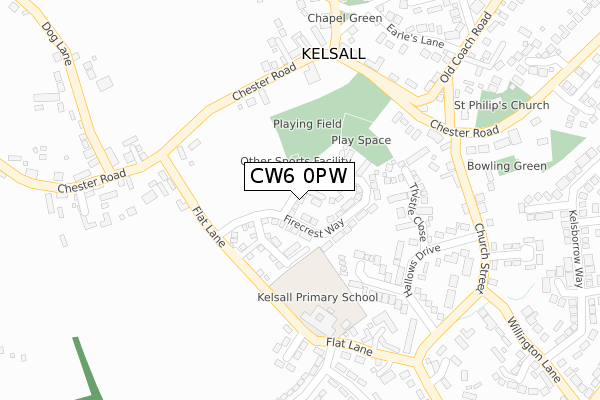 CW6 0PW map - large scale - OS Open Zoomstack (Ordnance Survey)