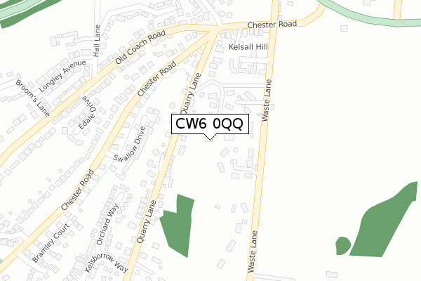 CW6 0QQ map - large scale - OS Open Zoomstack (Ordnance Survey)