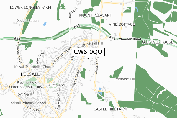 CW6 0QQ map - small scale - OS Open Zoomstack (Ordnance Survey)