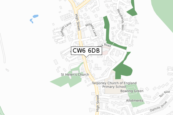 CW6 6DB map - large scale - OS Open Zoomstack (Ordnance Survey)