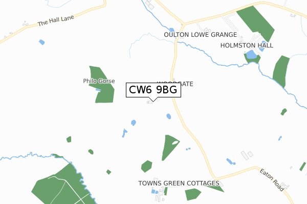 CW6 9BG map - small scale - OS Open Zoomstack (Ordnance Survey)