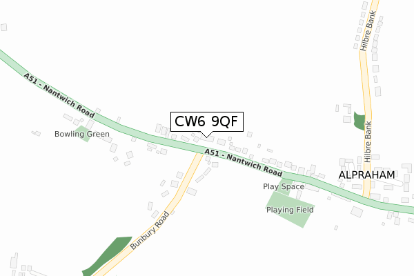 CW6 9QF map - large scale - OS Open Zoomstack (Ordnance Survey)