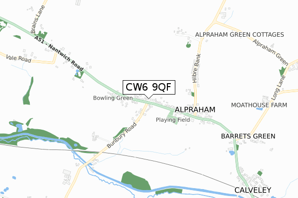 CW6 9QF map - small scale - OS Open Zoomstack (Ordnance Survey)