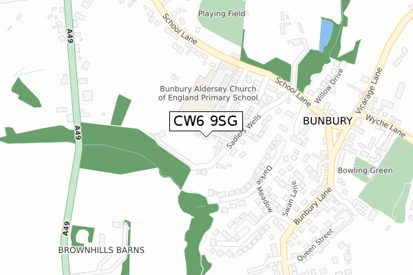 CW6 9SG map - large scale - OS Open Zoomstack (Ordnance Survey)