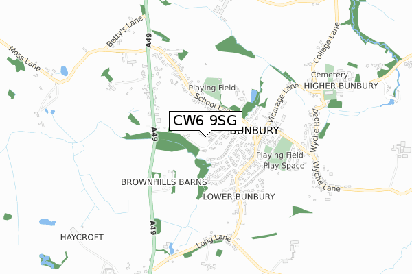 CW6 9SG map - small scale - OS Open Zoomstack (Ordnance Survey)