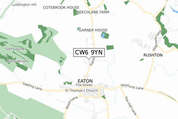 CW6 9YN map - small scale - OS Open Zoomstack (Ordnance Survey)