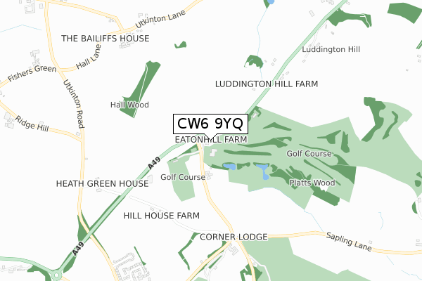 CW6 9YQ map - small scale - OS Open Zoomstack (Ordnance Survey)