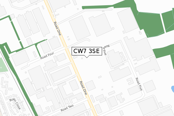 CW7 3SE map - large scale - OS Open Zoomstack (Ordnance Survey)