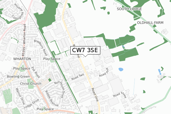 CW7 3SE map - small scale - OS Open Zoomstack (Ordnance Survey)