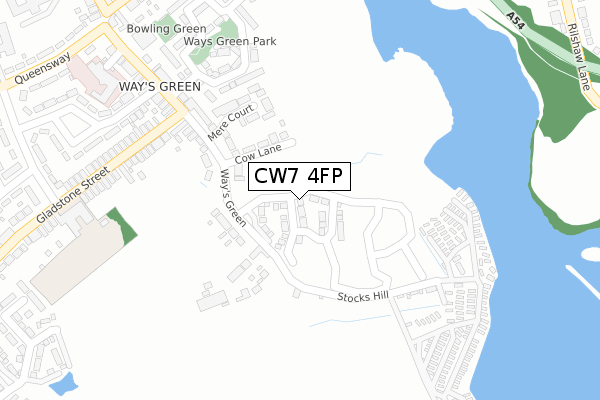 CW7 4FP map - large scale - OS Open Zoomstack (Ordnance Survey)