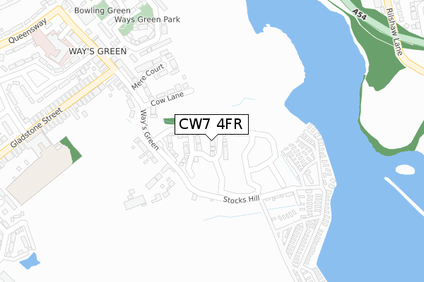 CW7 4FR map - large scale - OS Open Zoomstack (Ordnance Survey)