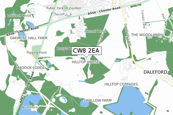 CW8 2EA map - small scale - OS Open Zoomstack (Ordnance Survey)