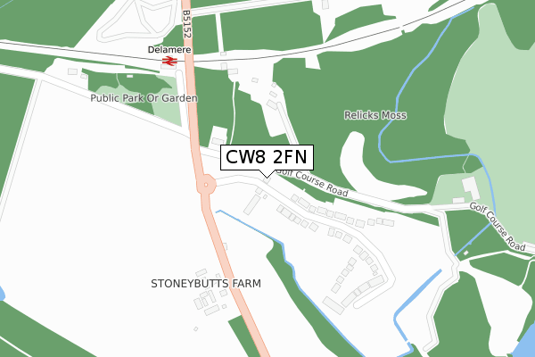 CW8 2FN map - large scale - OS Open Zoomstack (Ordnance Survey)