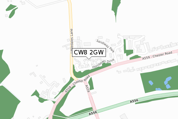 CW8 2GW map - large scale - OS Open Zoomstack (Ordnance Survey)