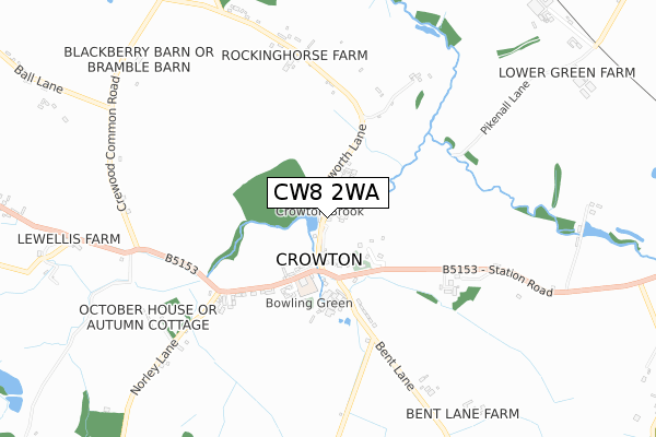 CW8 2WA map - small scale - OS Open Zoomstack (Ordnance Survey)