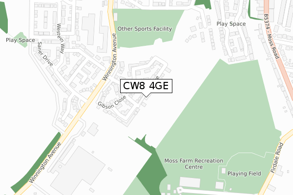 CW8 4GE map - large scale - OS Open Zoomstack (Ordnance Survey)