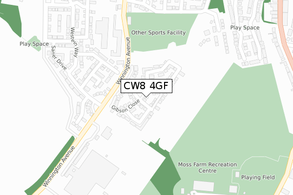 CW8 4GF map - large scale - OS Open Zoomstack (Ordnance Survey)