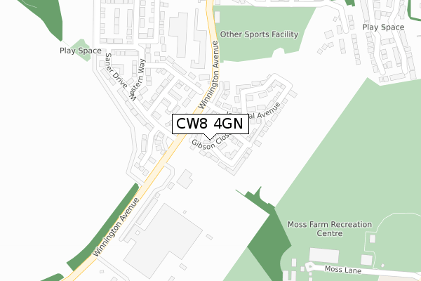 CW8 4GN map - large scale - OS Open Zoomstack (Ordnance Survey)