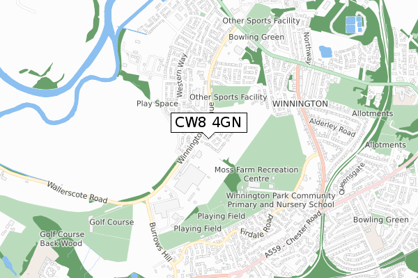 CW8 4GN map - small scale - OS Open Zoomstack (Ordnance Survey)