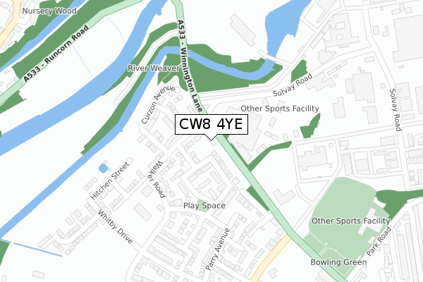 CW8 4YE map - large scale - OS Open Zoomstack (Ordnance Survey)