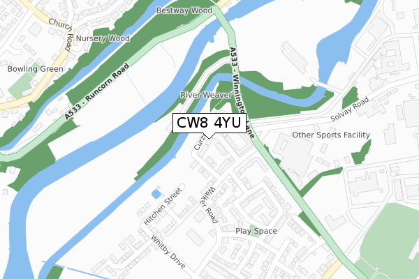 CW8 4YU map - large scale - OS Open Zoomstack (Ordnance Survey)