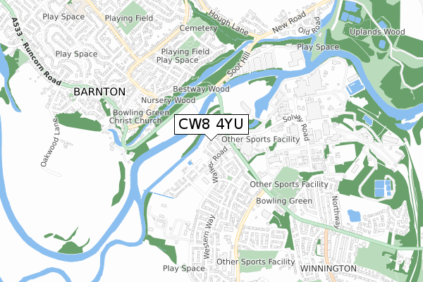 CW8 4YU map - small scale - OS Open Zoomstack (Ordnance Survey)