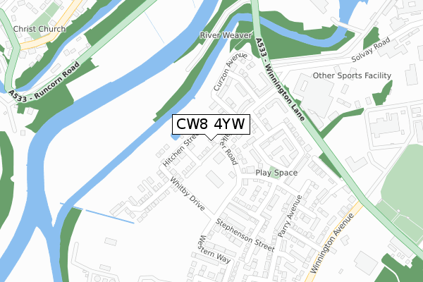 CW8 4YW map - large scale - OS Open Zoomstack (Ordnance Survey)