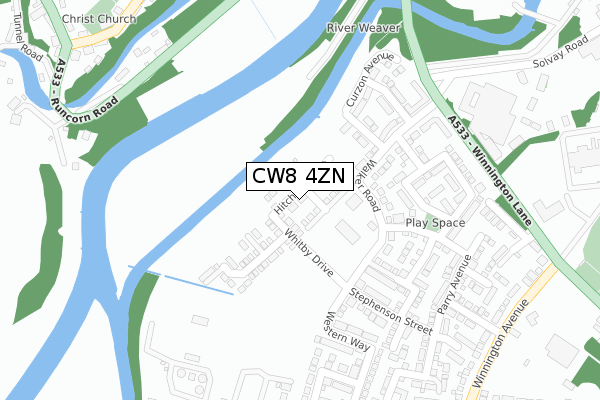 CW8 4ZN map - large scale - OS Open Zoomstack (Ordnance Survey)