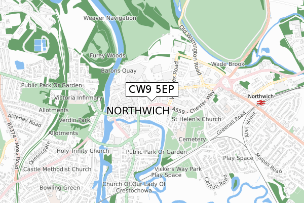 CW9 5EP map - small scale - OS Open Zoomstack (Ordnance Survey)