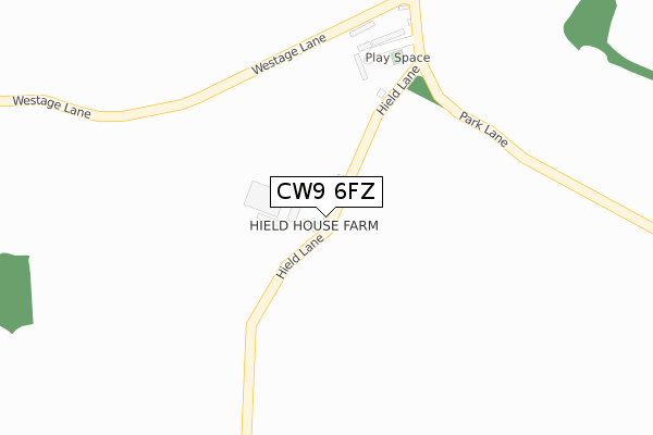 CW9 6FZ map - large scale - OS Open Zoomstack (Ordnance Survey)