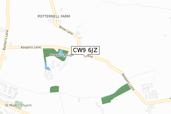 CW9 6JZ map - large scale - OS Open Zoomstack (Ordnance Survey)