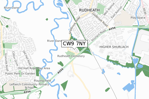 CW9 7NY map - small scale - OS Open Zoomstack (Ordnance Survey)