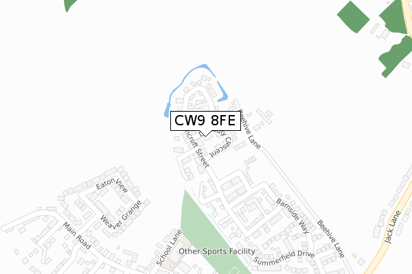 CW9 8FE map - large scale - OS Open Zoomstack (Ordnance Survey)