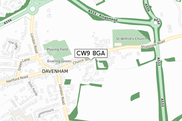 CW9 8GA map - large scale - OS Open Zoomstack (Ordnance Survey)