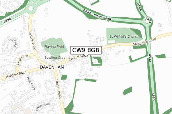 CW9 8GB map - large scale - OS Open Zoomstack (Ordnance Survey)