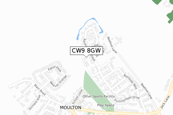 CW9 8GW map - large scale - OS Open Zoomstack (Ordnance Survey)