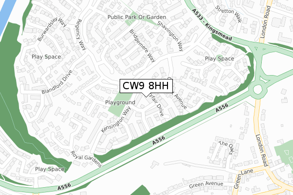 CW9 8HH map - large scale - OS Open Zoomstack (Ordnance Survey)