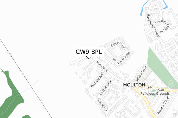 CW9 8PL map - large scale - OS Open Zoomstack (Ordnance Survey)