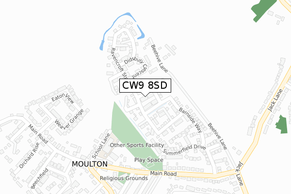 CW9 8SD map - large scale - OS Open Zoomstack (Ordnance Survey)