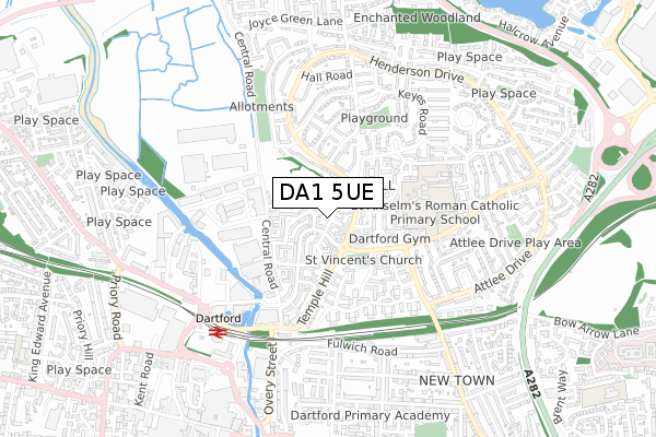 DA1 5UE map - small scale - OS Open Zoomstack (Ordnance Survey)