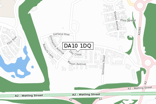 DA10 1DQ map - large scale - OS Open Zoomstack (Ordnance Survey)