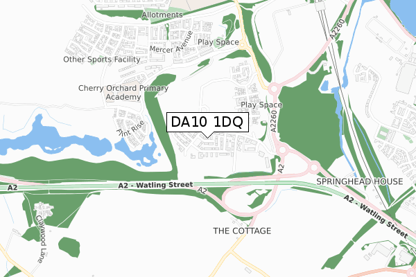 DA10 1DQ map - small scale - OS Open Zoomstack (Ordnance Survey)